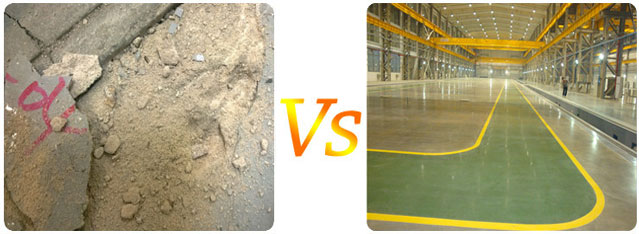混凝土密封固化剂使用前后对比
